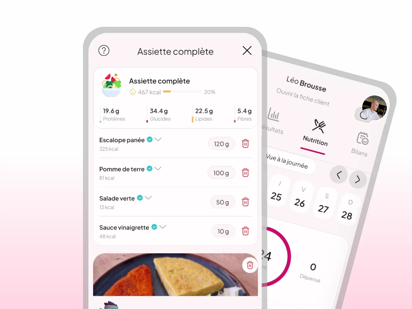 Tracker alimentaire IA de WellMate pour le coaching en ligne