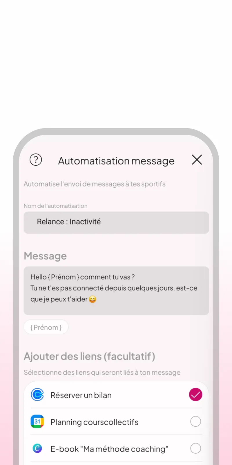 Messages de relance automatisés WellMate
