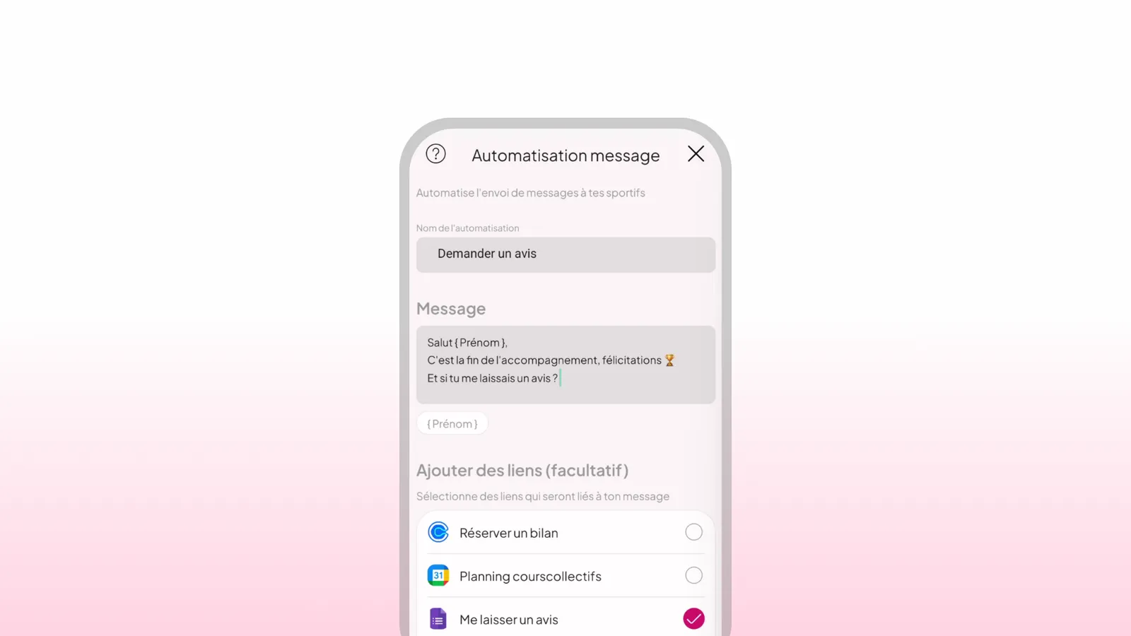 Automatisation de la gestion coaching dans WellMate