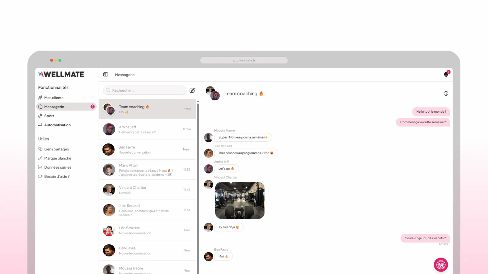 Groupes de discussion dans la messagerie WellMate