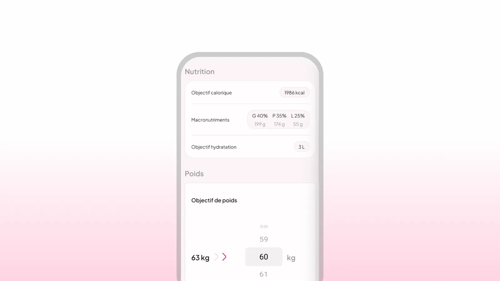 Tableau de bord nutritionnel WellMate
