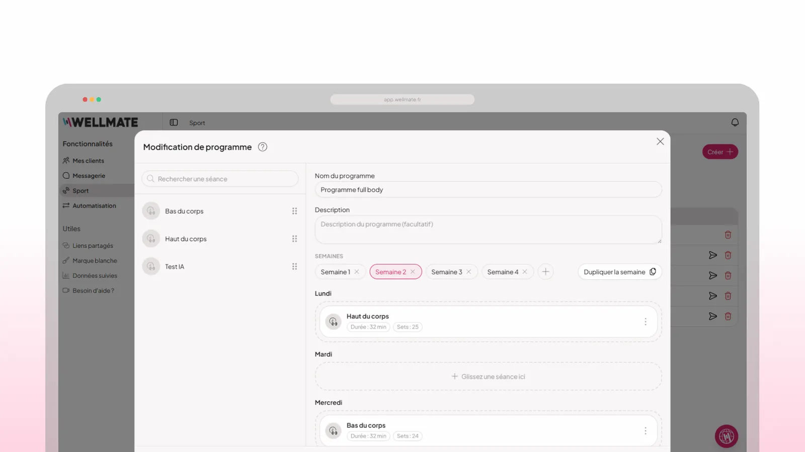 Programme multi-semaines dans WellMate