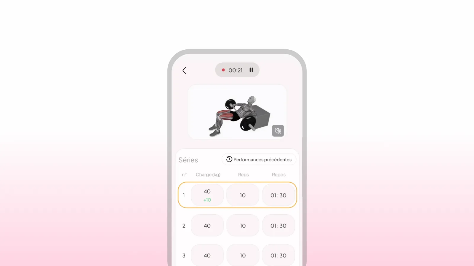 Interface de séance animée WellMate pour clients